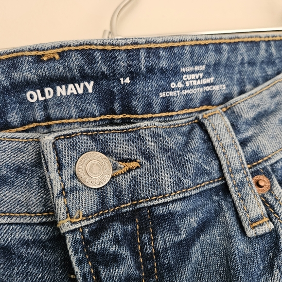 NWT Old Navy Womens High Rise Curvy OG Straight Jeans Size 14 Distressed - Picture 4 of 4